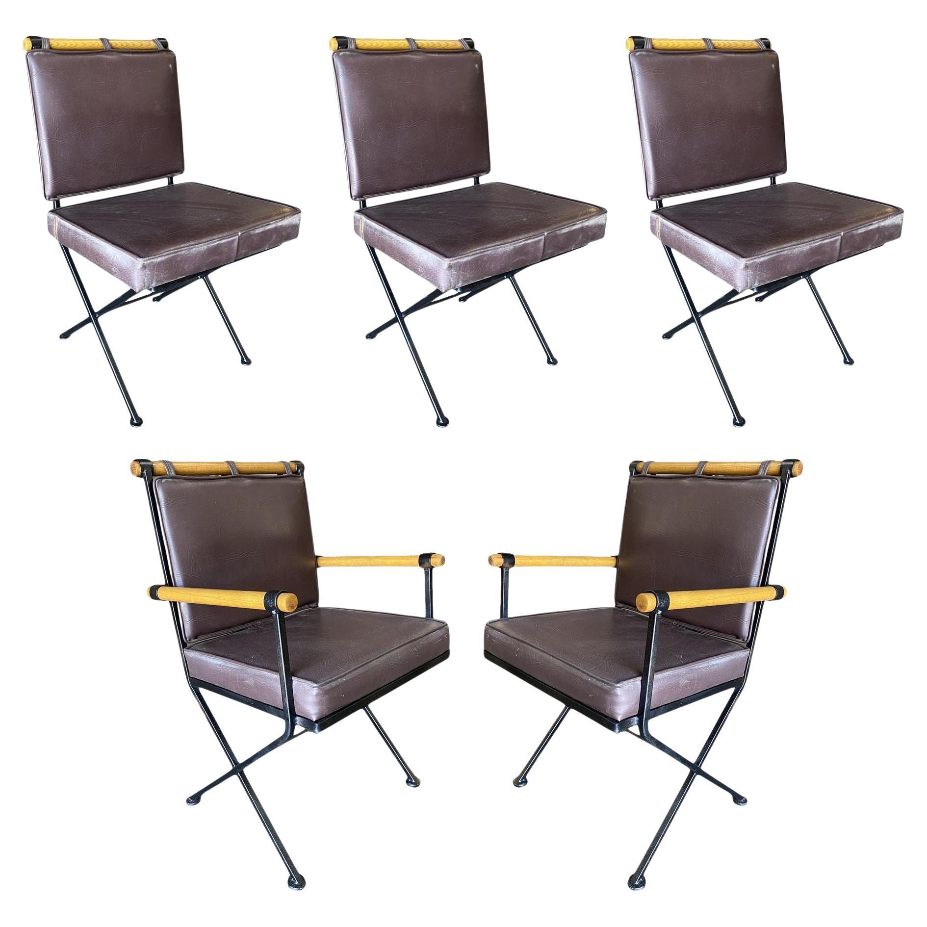 Set of Five Midcentury "Directors Chair" Chairs in the Style of Cleo Baldon