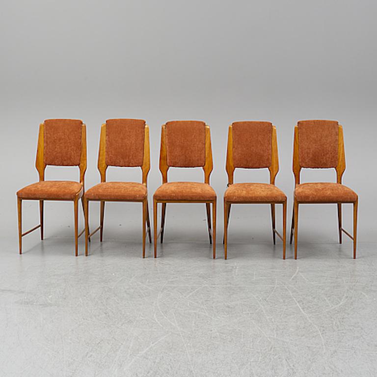 A set of five Mid-Century Modern Italian chairs. In great vintage condition - can be reupholstered on request for small fee. COM or fabric from our collection.
 