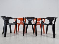 Set of Five Mid-Century Stackable Chairs, Henry Massonnet, France, 1970s