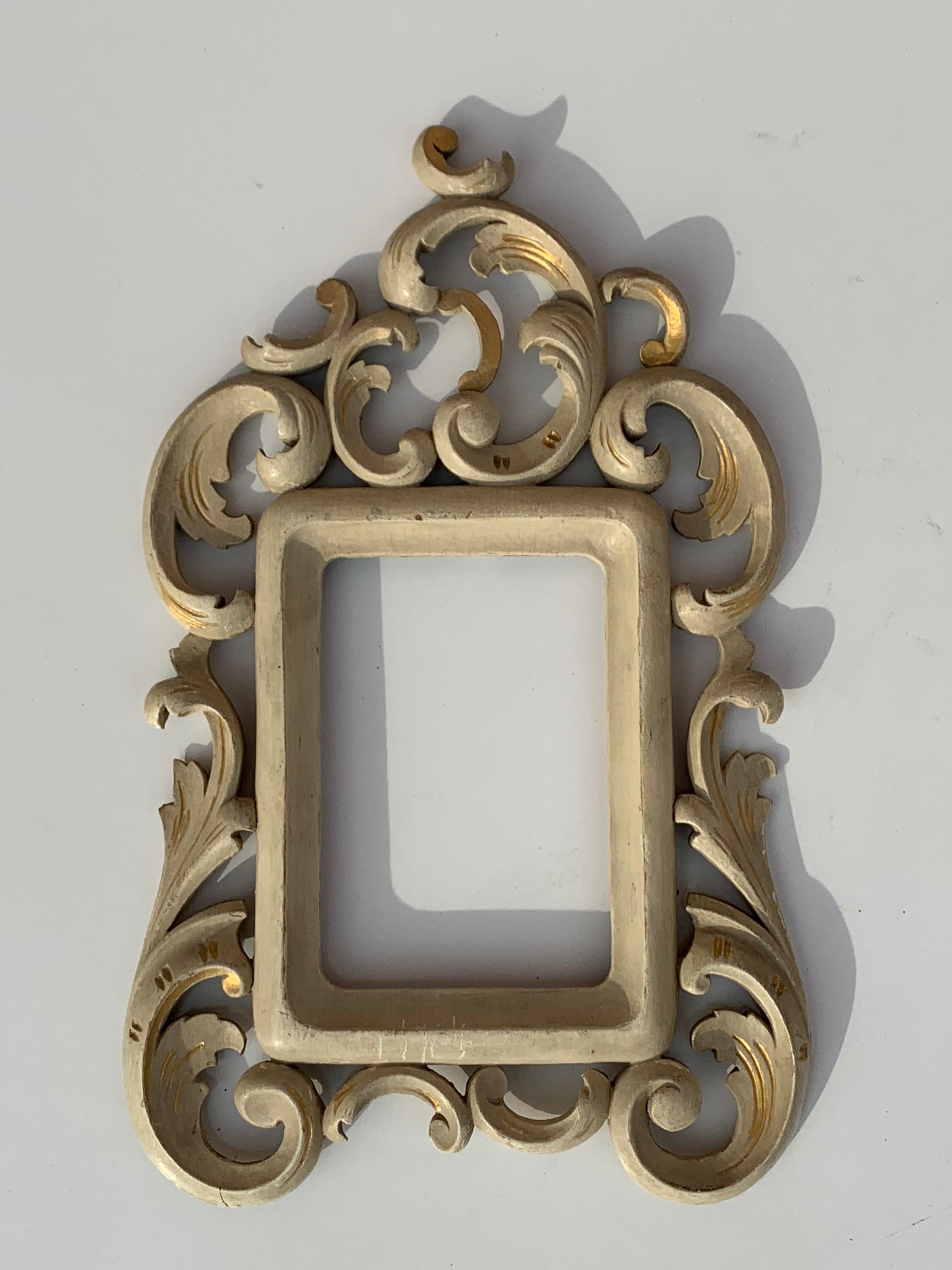 Hand-Carved Set of Five Miniature Rococo Style Mirror / Photo Frames