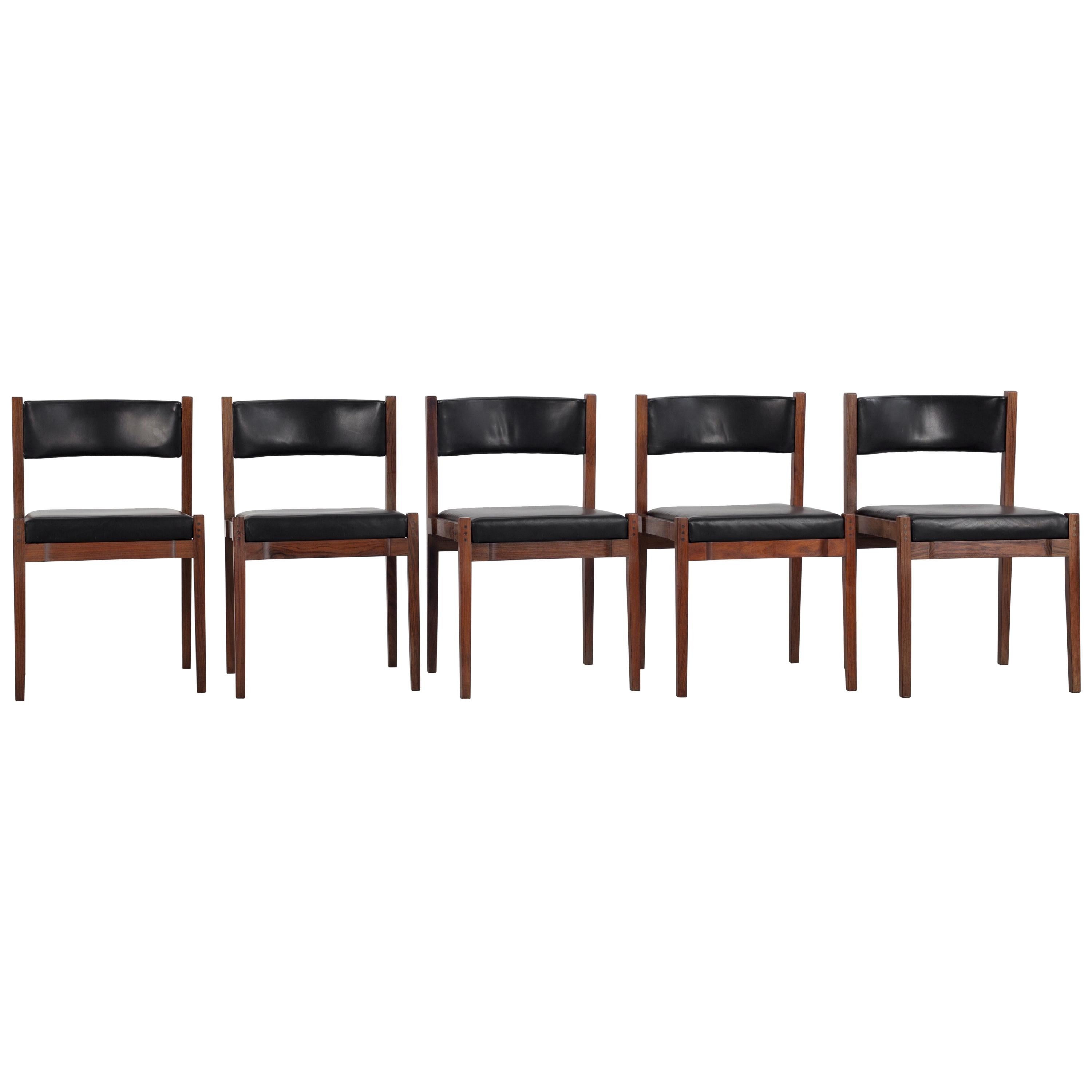 Set of Five Model 104 Dining Chairs by Gianfranco Frattini for Cassina