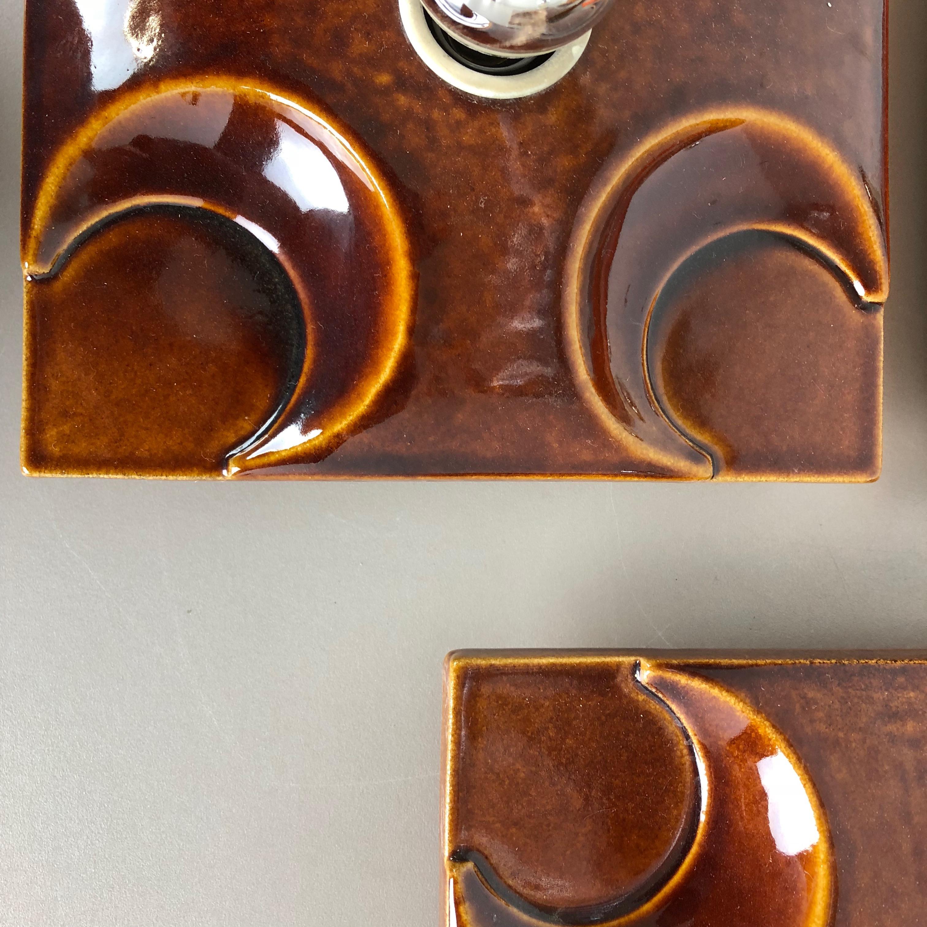 Set of Five Modernist 1970s German Ceramic Fat Lava Wall Lights by Pan Ceramics 5