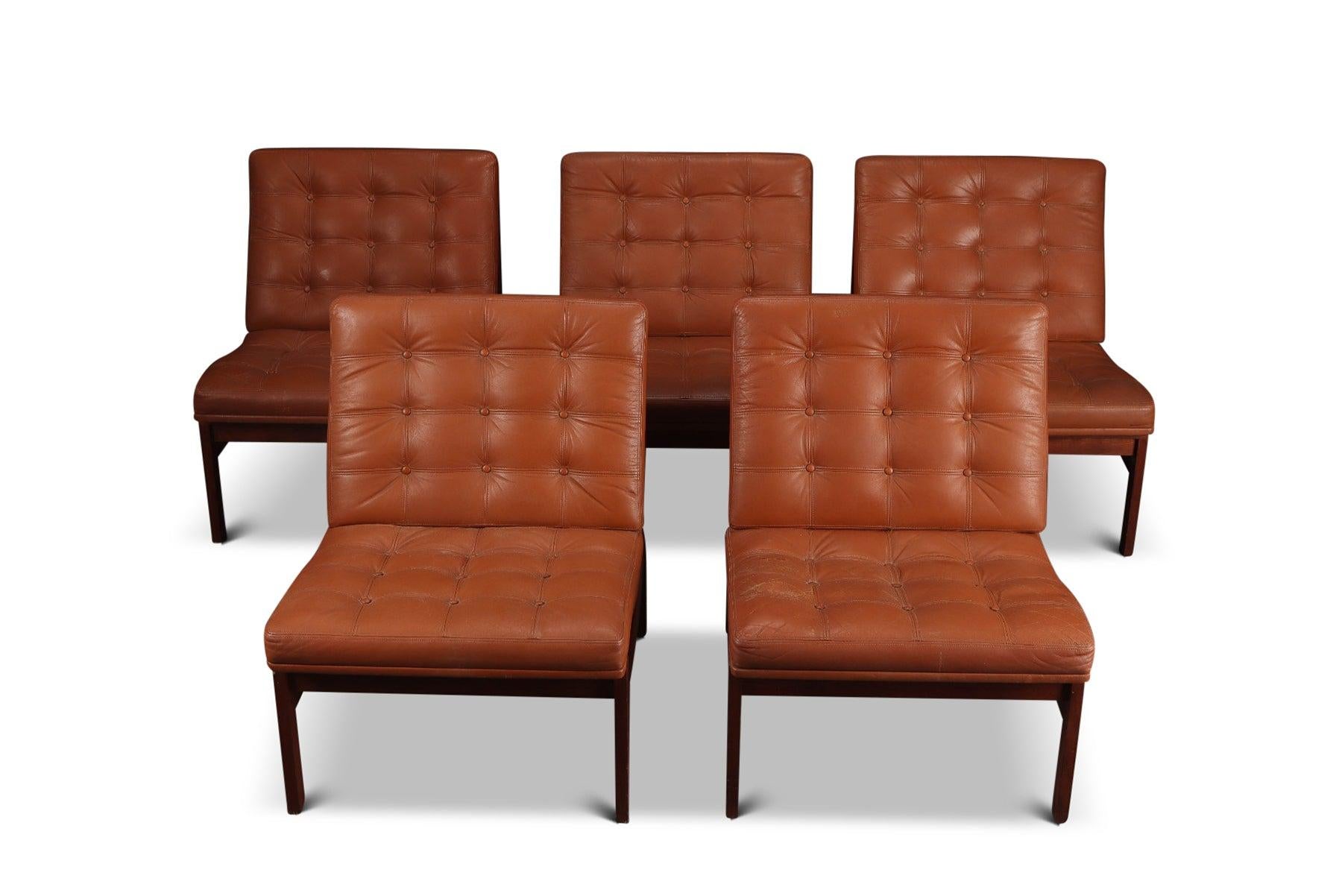 20th Century Set of Five Moduline Slipper Chairs in Teak by Ole Gjerløv Knudsen For Sale