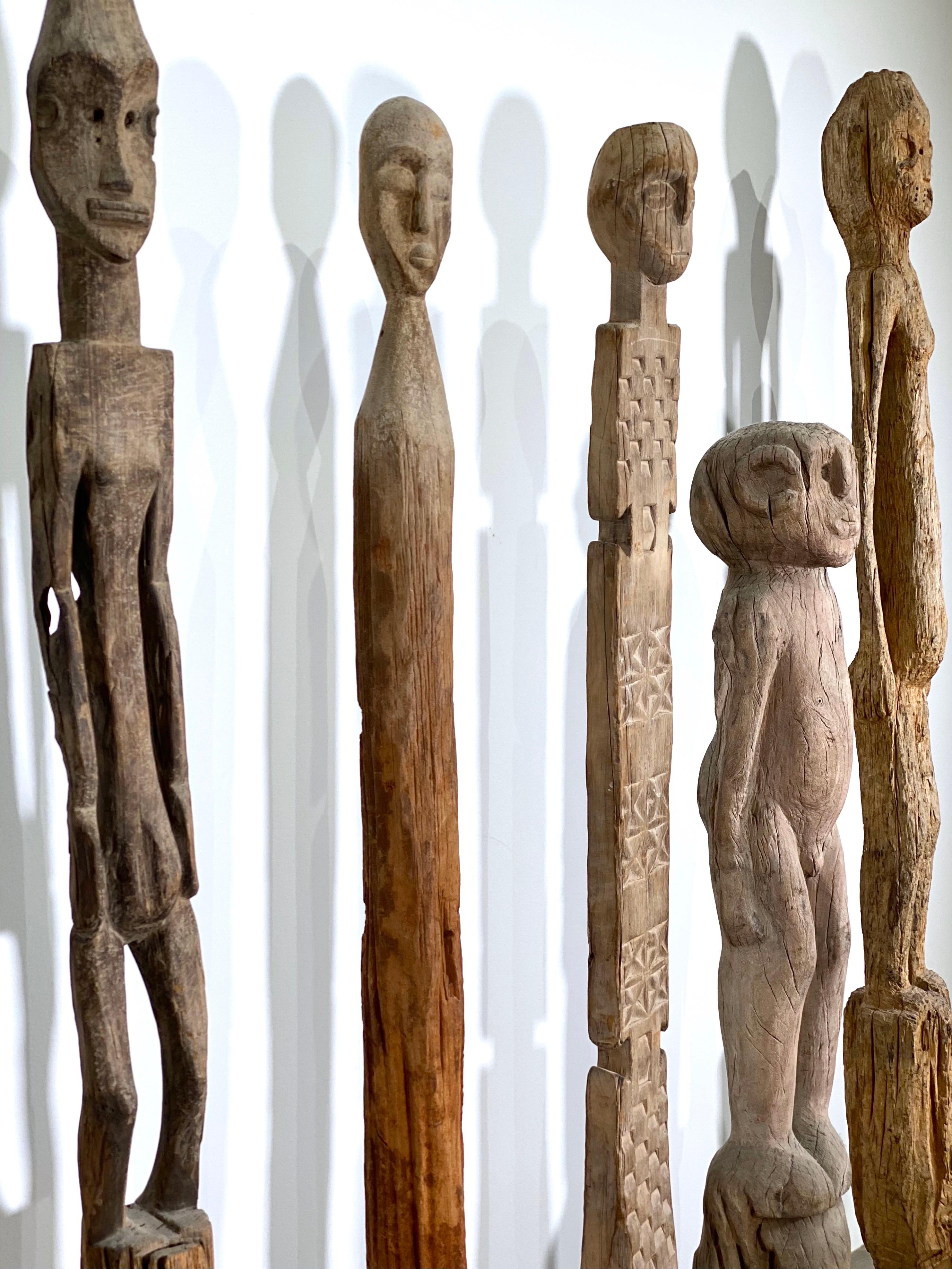 Tribal Set of Five Monumental African Ancestral Guardian Statues Sculptures Figures For Sale