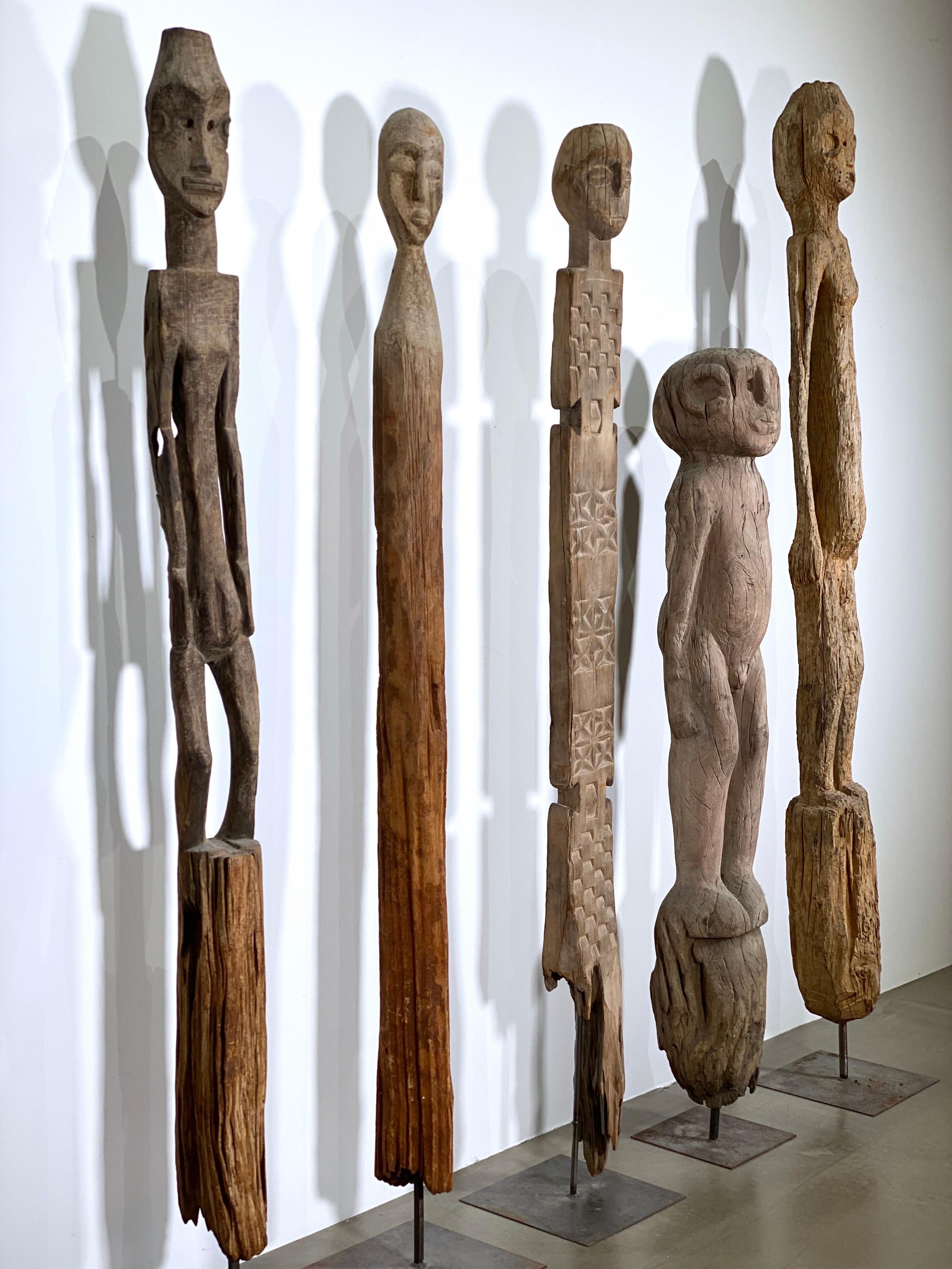 South Sudanese Set of Five Monumental African Ancestral Guardian Statues Sculptures Figures For Sale