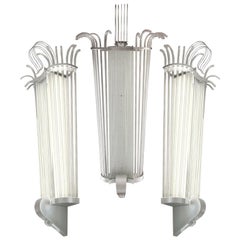 Set of Five Monumental Lighting Sconces, France, circa 1940