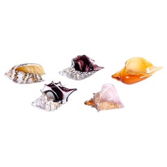 Set of Five Murano Glass Seashells