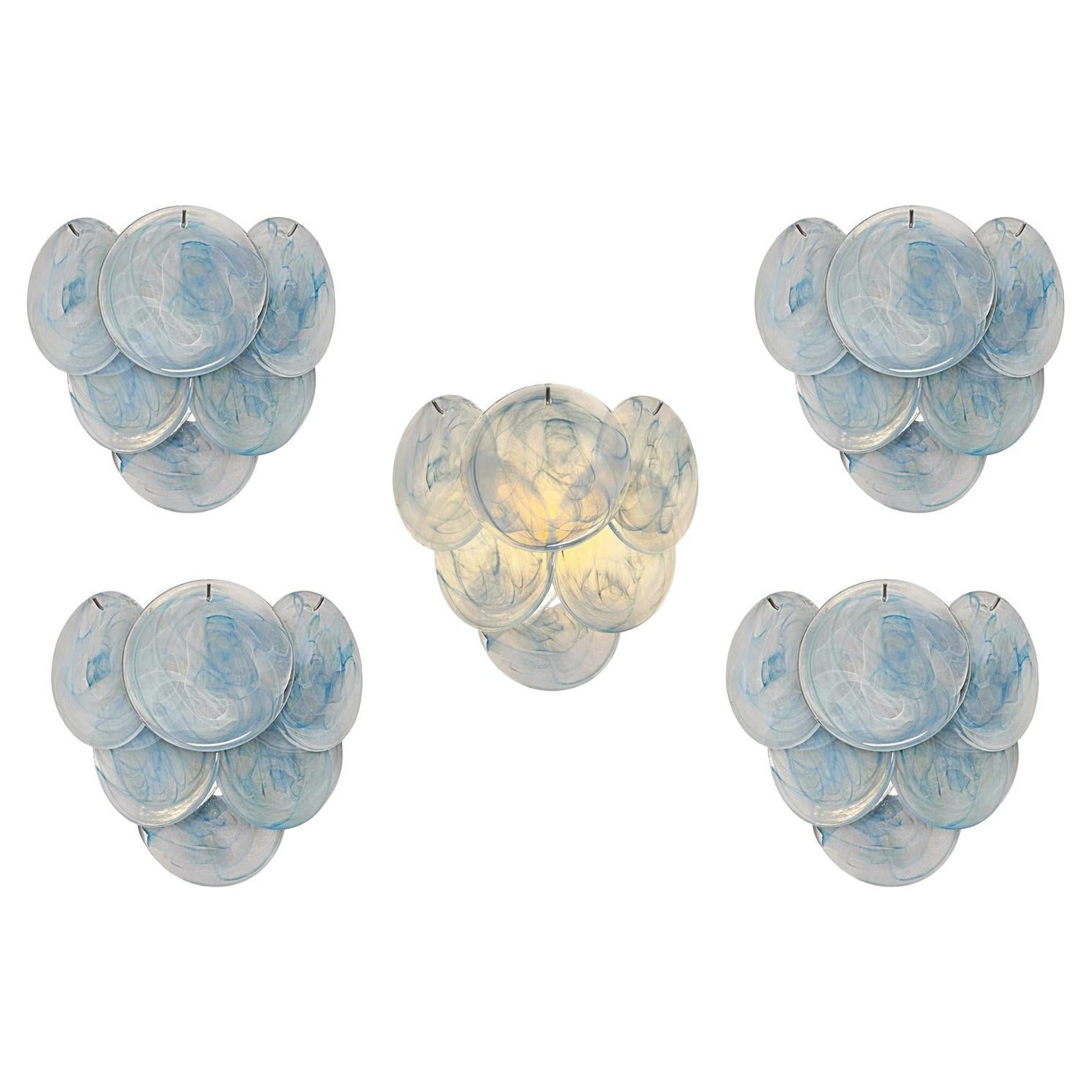 Set of Five Murano Glass Wall Sconces For Sale