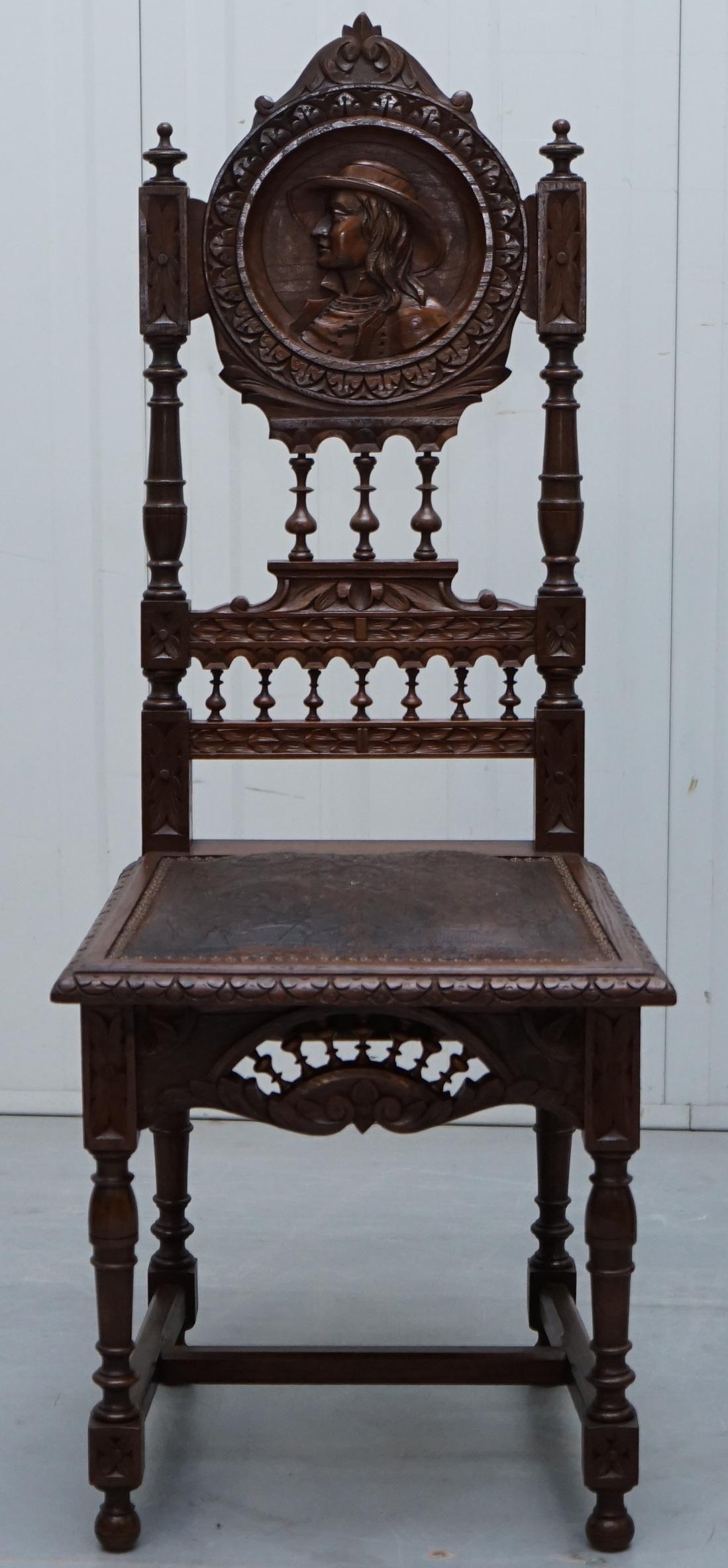 Hand-Crafted Set of Five Nice Original French Brittany Chairs 1870 Victorian Hand Carved Oak