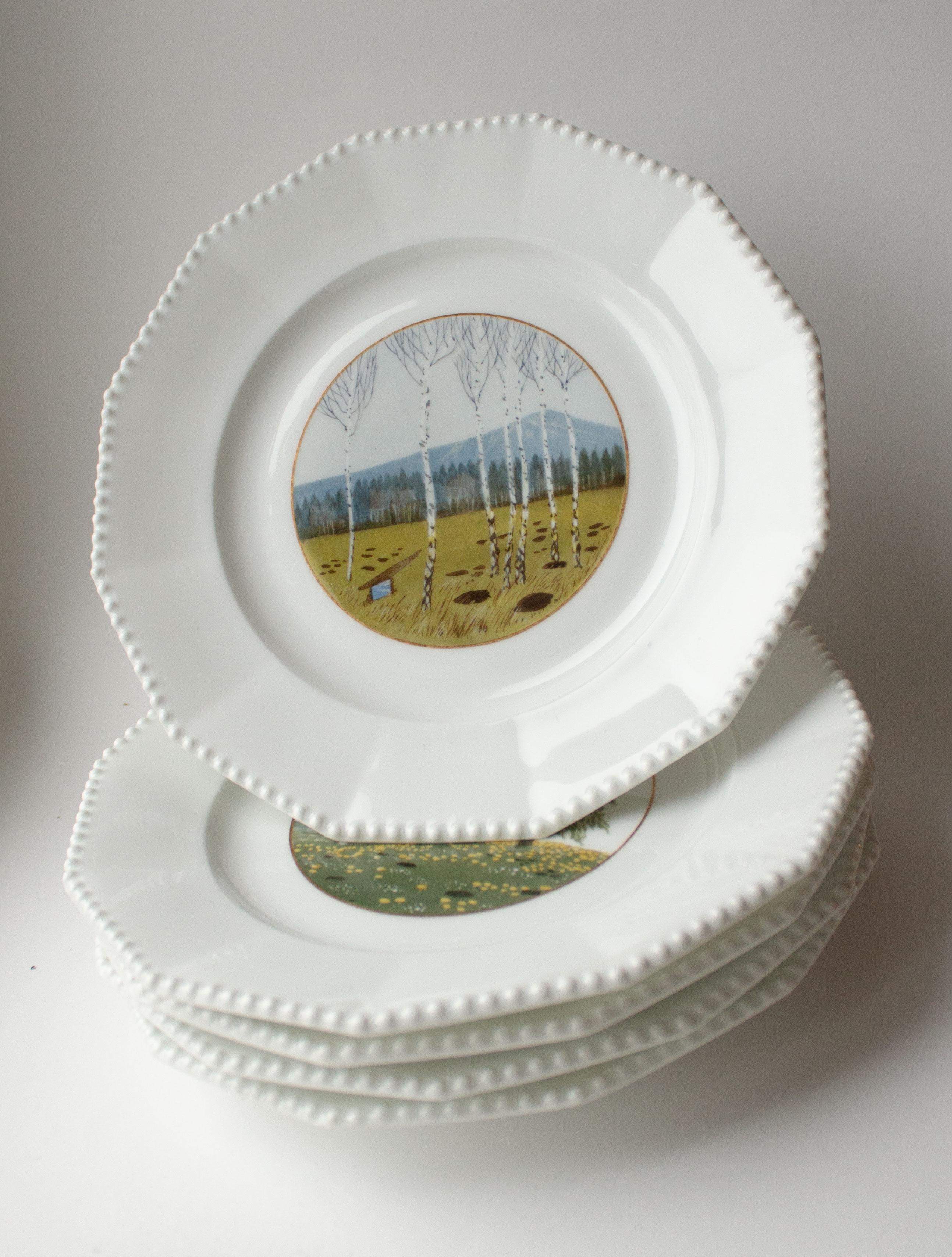 Satz von fünf handgemalten Nymphenburger 