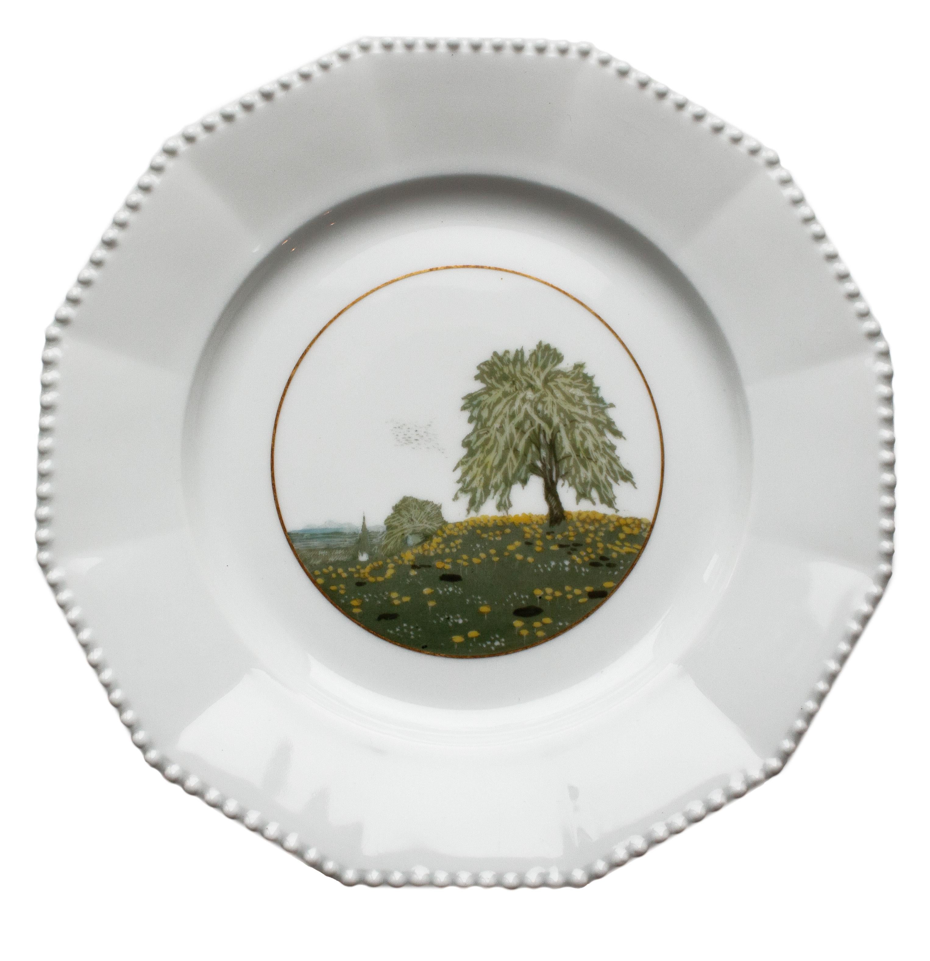 Satz von fünf handgemalten Nymphenburger 