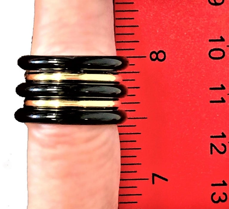 Set of Five Onyx and Gold Stacking Bands For Sale at 1stDibs