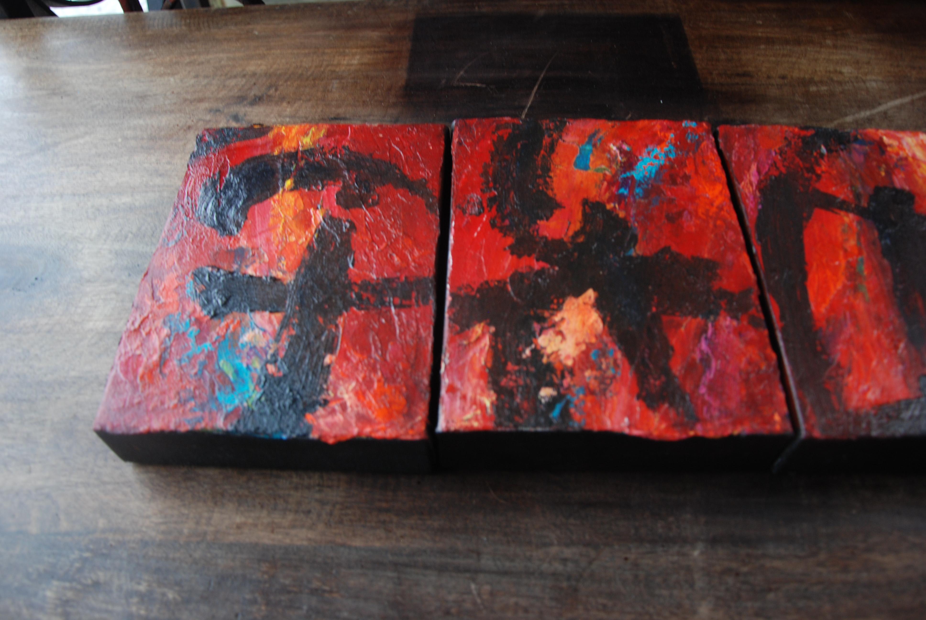 Set of Five Original Signed Abstract Canvases by Allan Rodewald In Good Condition For Sale In Pasadena, TX
