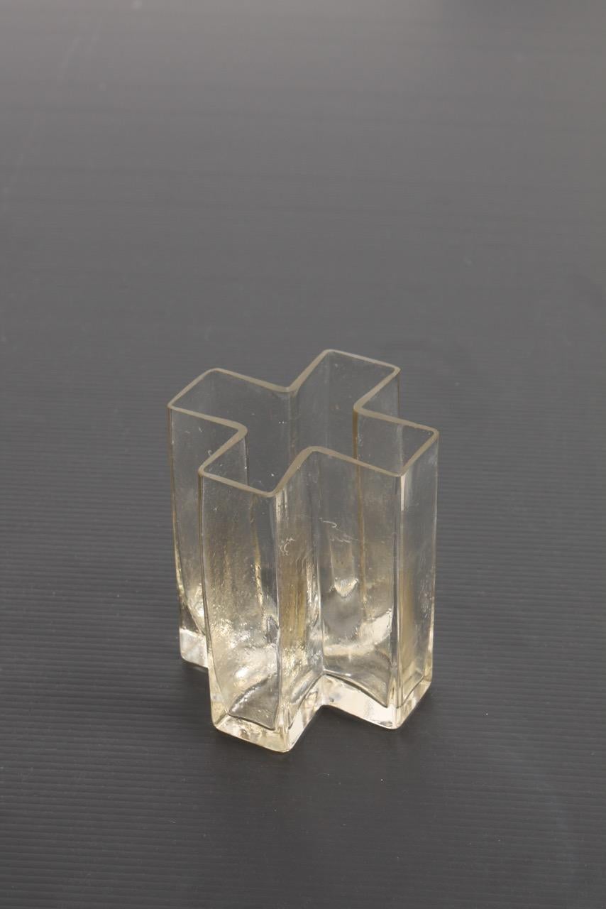 Set of five vases in glass, designed by Bodil Kjær and made by Toben Ørskov in Denmark. Great original condition.