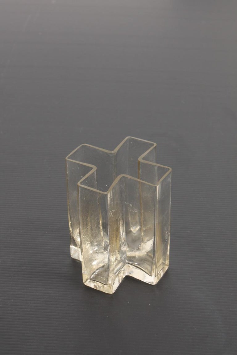 Set of five vases in glass, designed by Bodil Kjær and made by Toben Ørskov in Denmark. Great original condition.