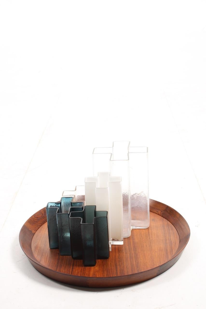 Mid-20th Century Set of Five Original Cross Vases in Glass by Bodil Kjær, 1960s For Sale