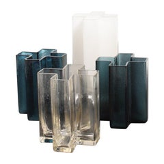 Set of Five Original Cross Vases in Glass by Bodil Kjær, 1960s