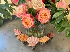 Set di cinque conchiglie ornamentali in cesto d'argento messicano