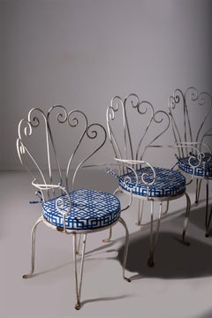 Italian Set of five painted iron garden chairs