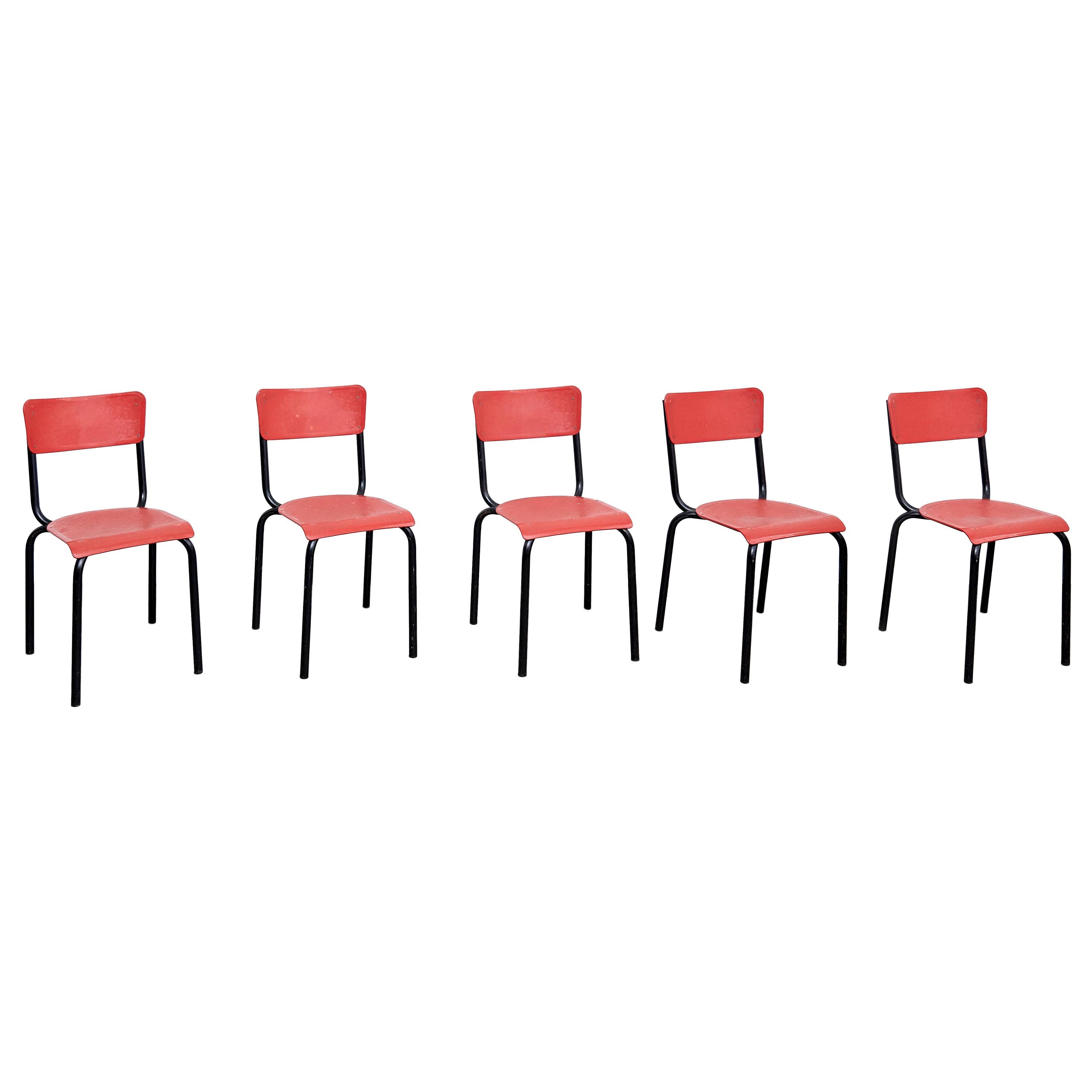 Set of Five Pierre Guariche Chairs for Meurop, circa 1950