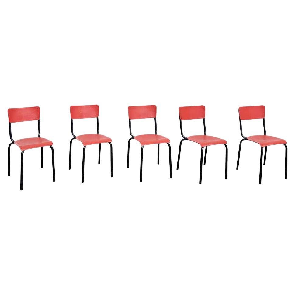Set of Five Pierre Guariche Chairs for Meurop, circa 1950 For Sale