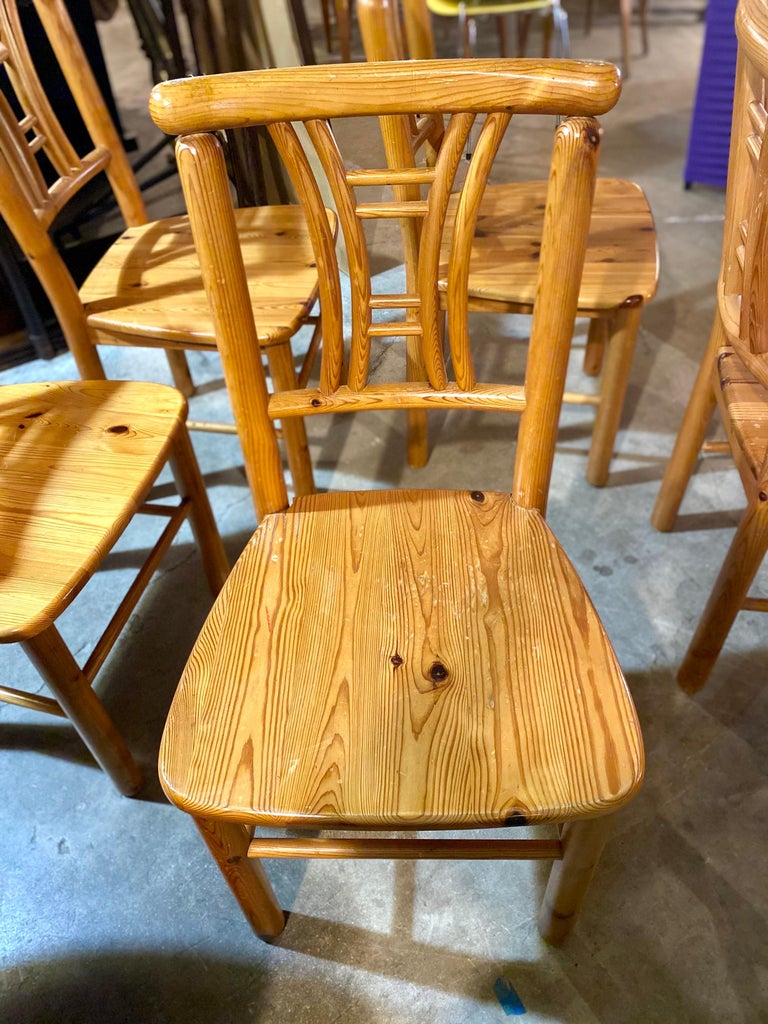 Set of Five Pine Danish Modern Dining Chairs For Sale at 1stDibs