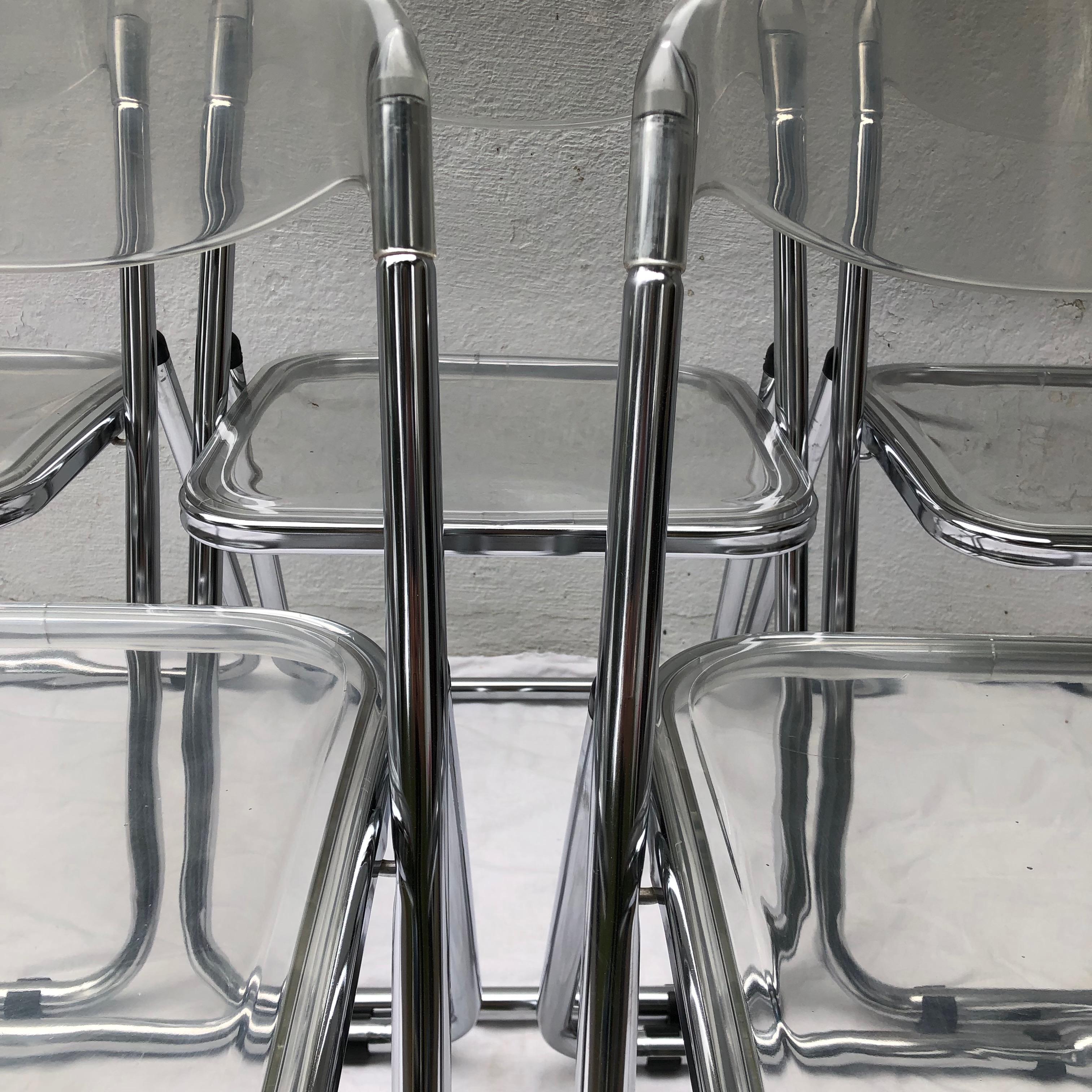 Mid-20th Century Set of Five Plia Folding Lucite Chairs in the style of Giancarlo Piretti