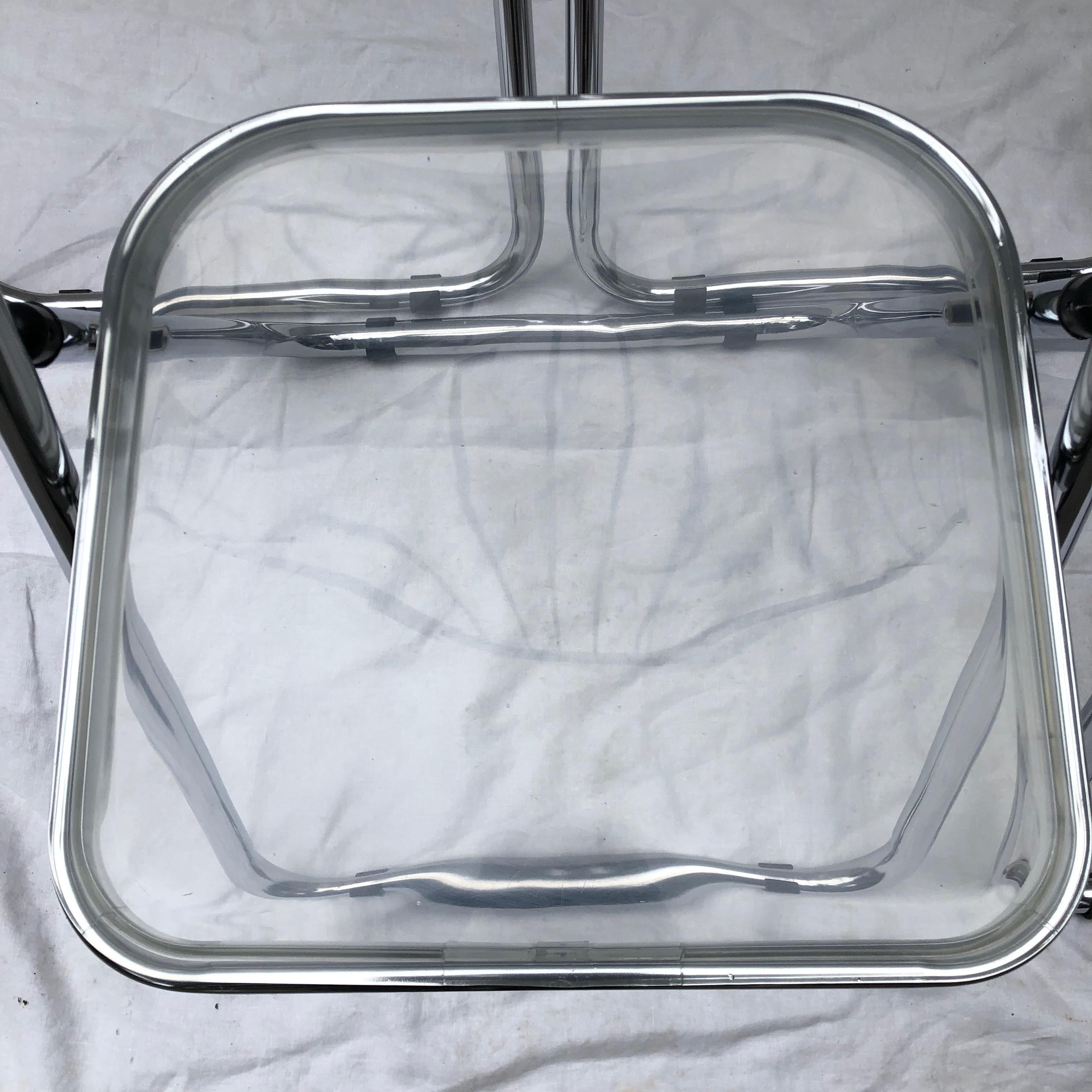 Set of Five Plia Folding Lucite Chairs in the style of Giancarlo Piretti 1