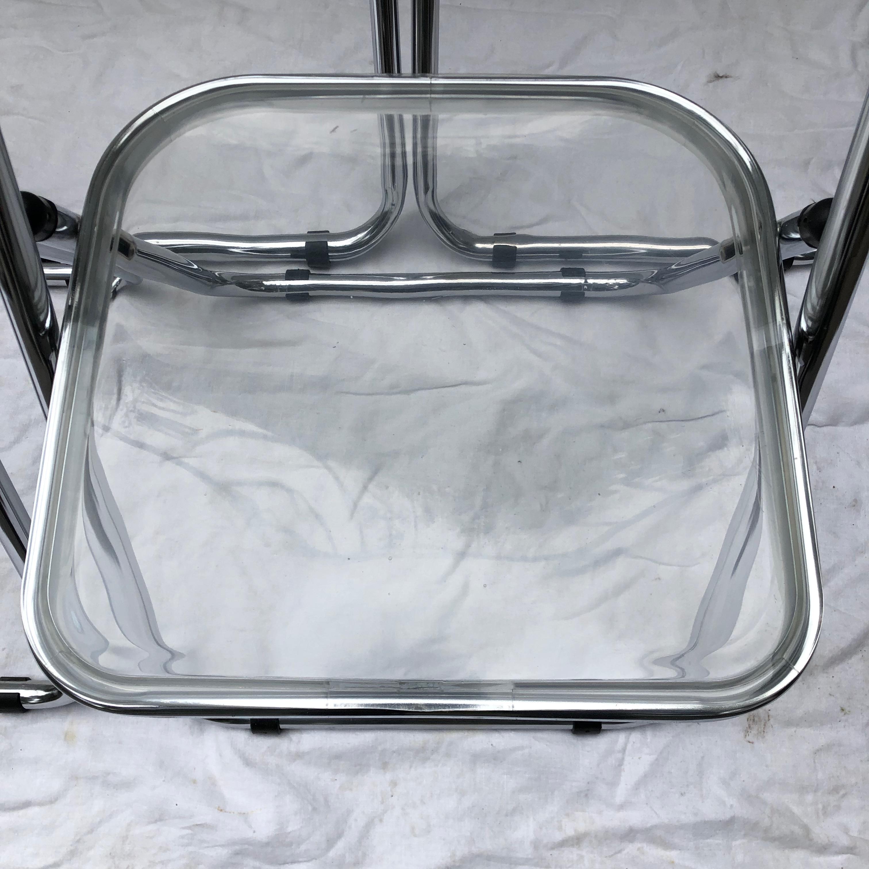 Set of Five Plia Folding Lucite Chairs in the style of Giancarlo Piretti 2