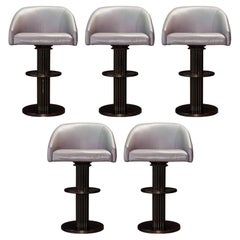 Retro Set of Five Polished Bronze Swivel Barstools by Designs for Leisure, 1980s