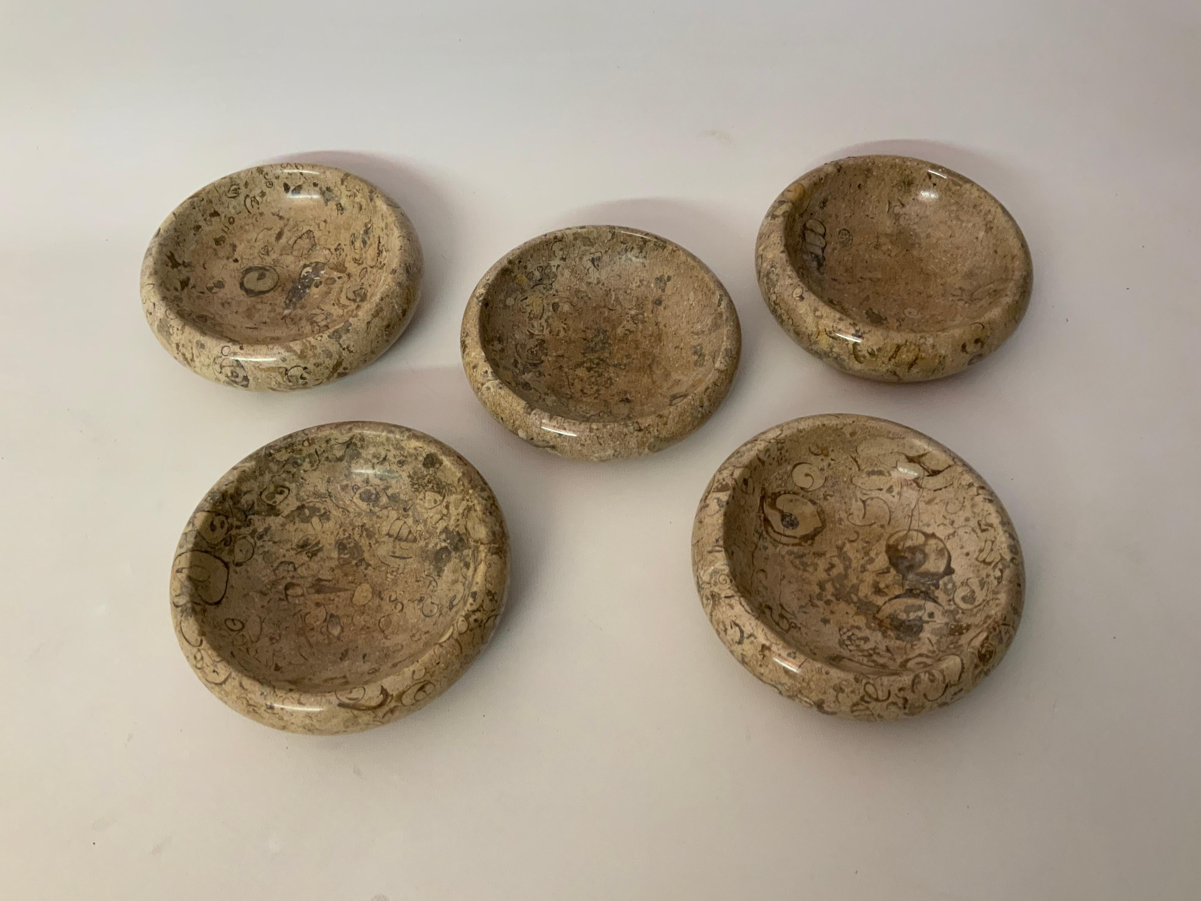 Mid-Century Modern Set of Five Polished Marble Bowls