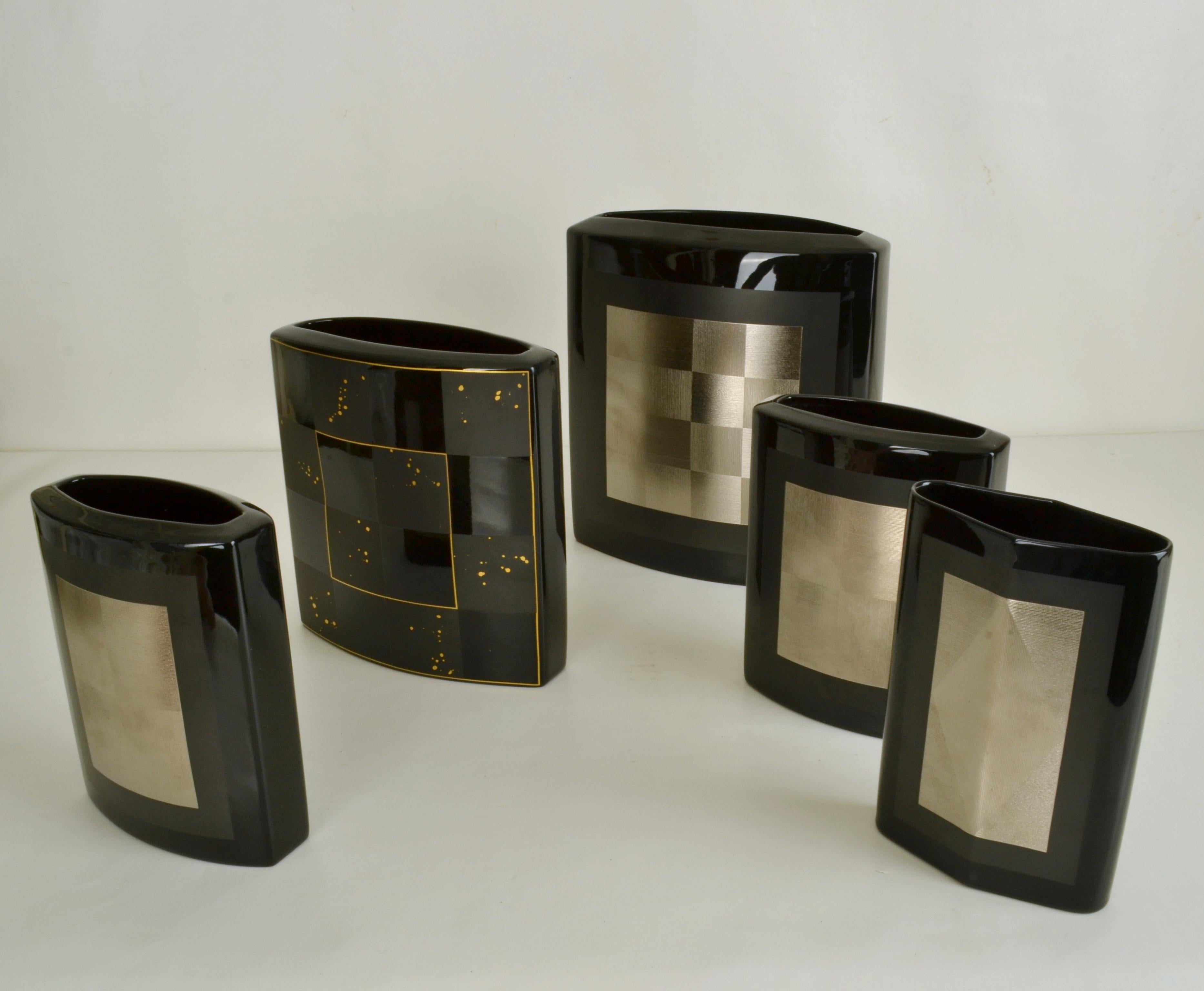 Set di cinque vasi Rosenthal Nero Studio-Line di Dresler e Treyden in vendita 3