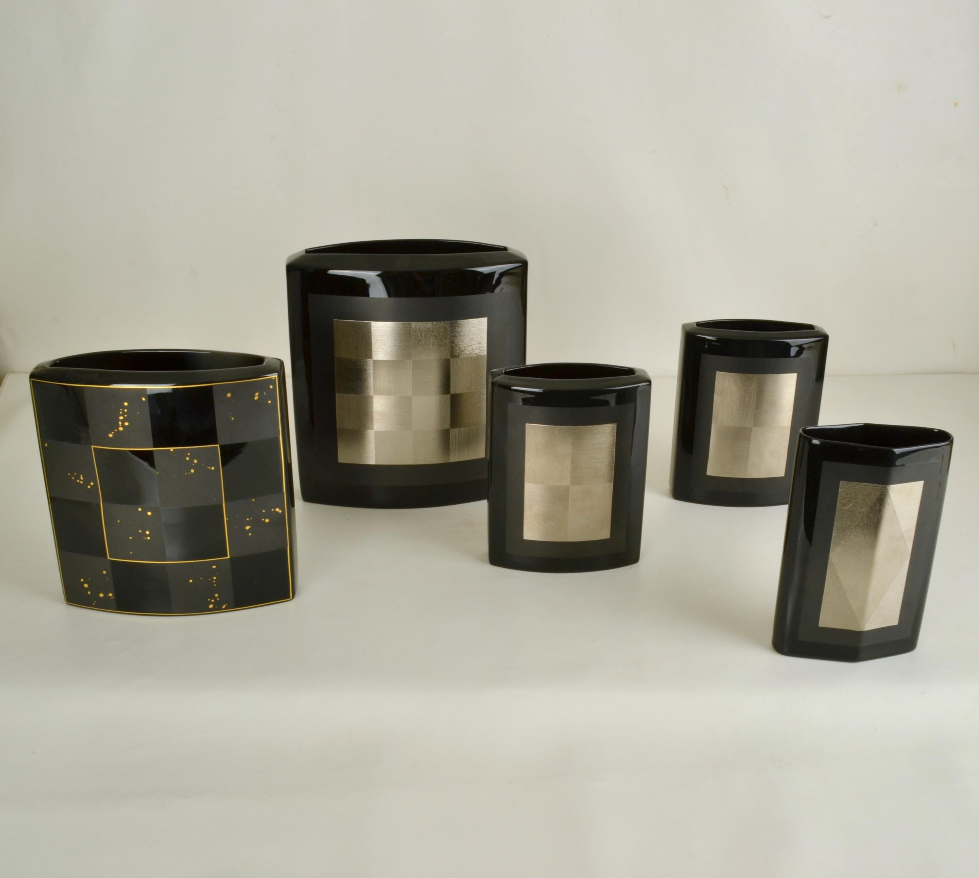 Set of Five Rosenthal Vases Black Studio-Line by Dresler and Treyden For Sale 4