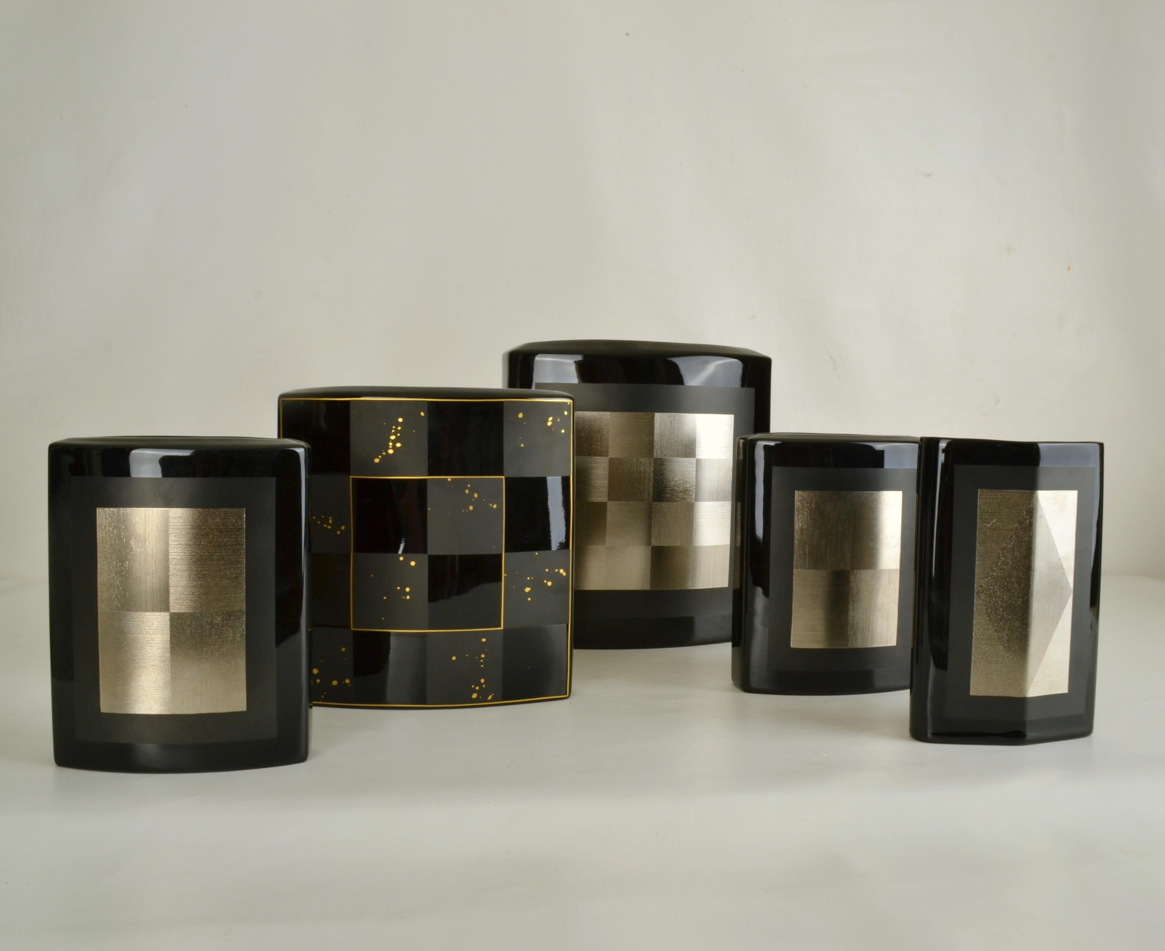 Set von fünf Rosenthal-Vasen in schwarzer Studio-Linie von Dresler und Treyden im Angebot 2