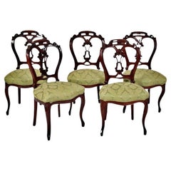 Ensemble de cinq chaises portugaises romantiques 19ème siècle
