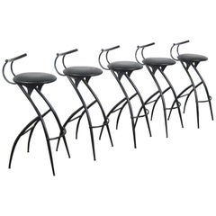Set of Five Postmodern Italian Bar Stools