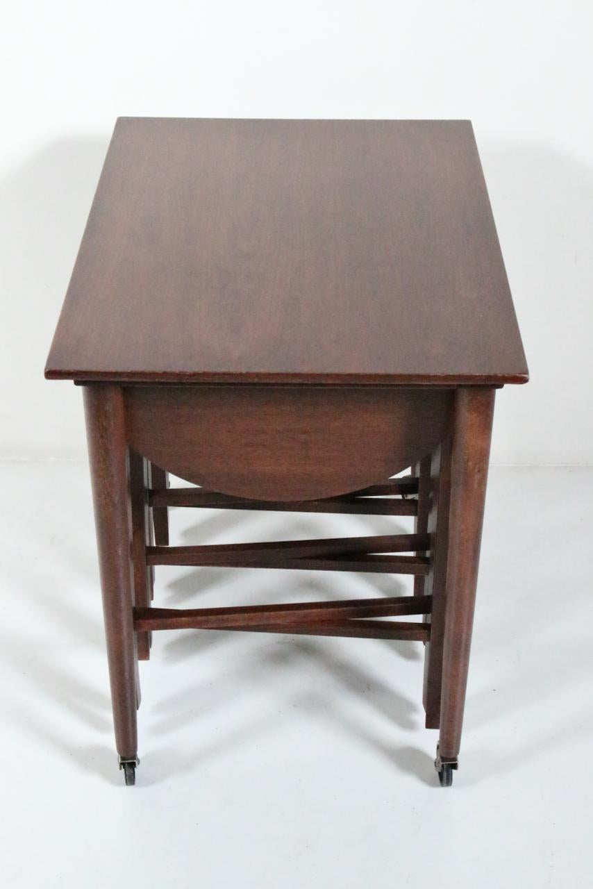 Set of Five Poul Hundevad Hanging Teak Nest Tables, 1960's In Good Condition For Sale In Bainbridge, NY
