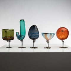 Set of Five Pulcini 'pulcino' Glass Birds, Alessandro Pianon, Vetreria Vistosi