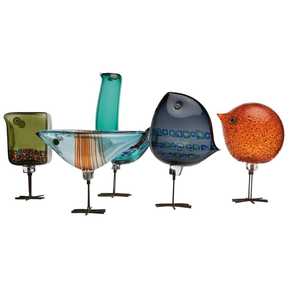 Set of Five Pulcini 'pulcino' Glass Birds, Alessandro Pianon, Vetreria Vistosi