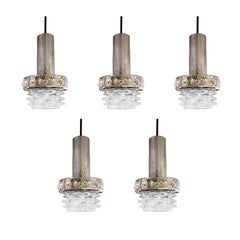 Set of Five RAAK Chrome and Glass Pendants