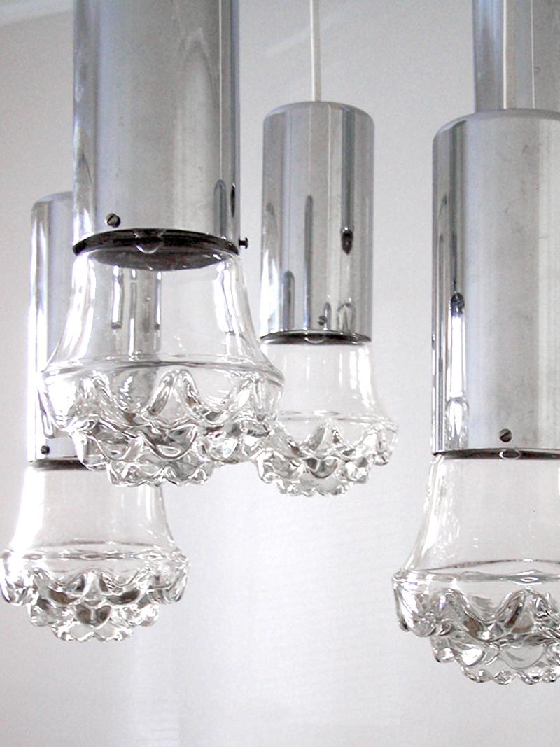20th Century Set of Five Rare Glass Pendants Ceiling Lamps by RAAK, 1960s For Sale