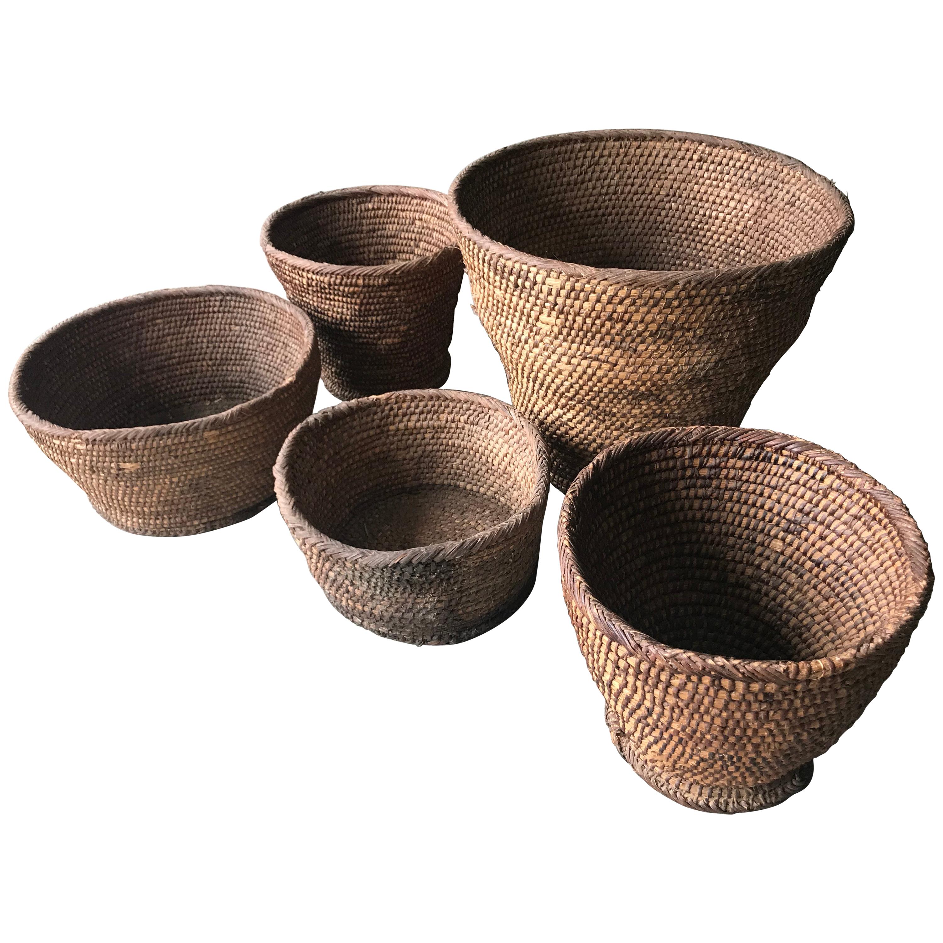 Set of Five Rattan Baskets