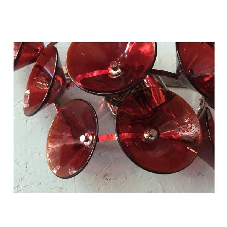 Set of Five Red Murano Glass Sconces Designed by Vistosi, Italy, 1980's. For Sale 6