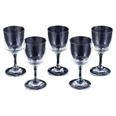 Set of five René Lalique Chenonceaux red wine glasses. 