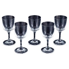 Set of five René Lalique Chenonceaux red wine glasses.