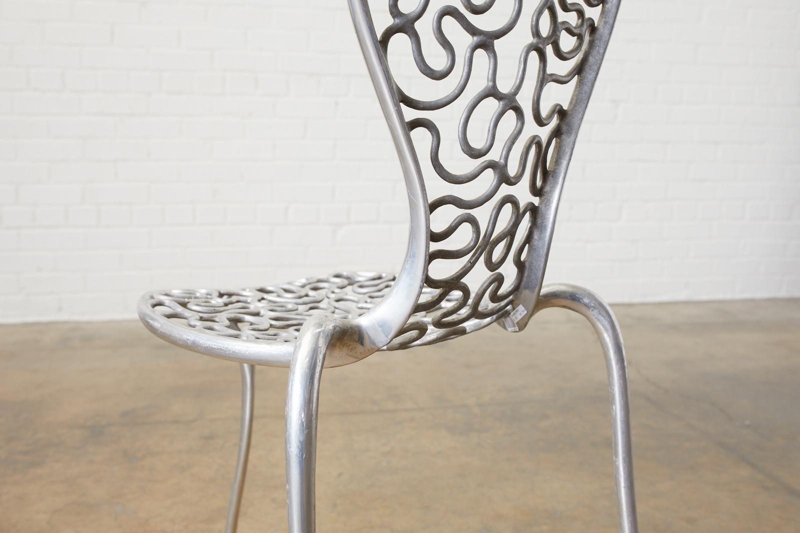 Set of Five Rondel Design Cast Aluminum Peanut Chairs For Sale 6