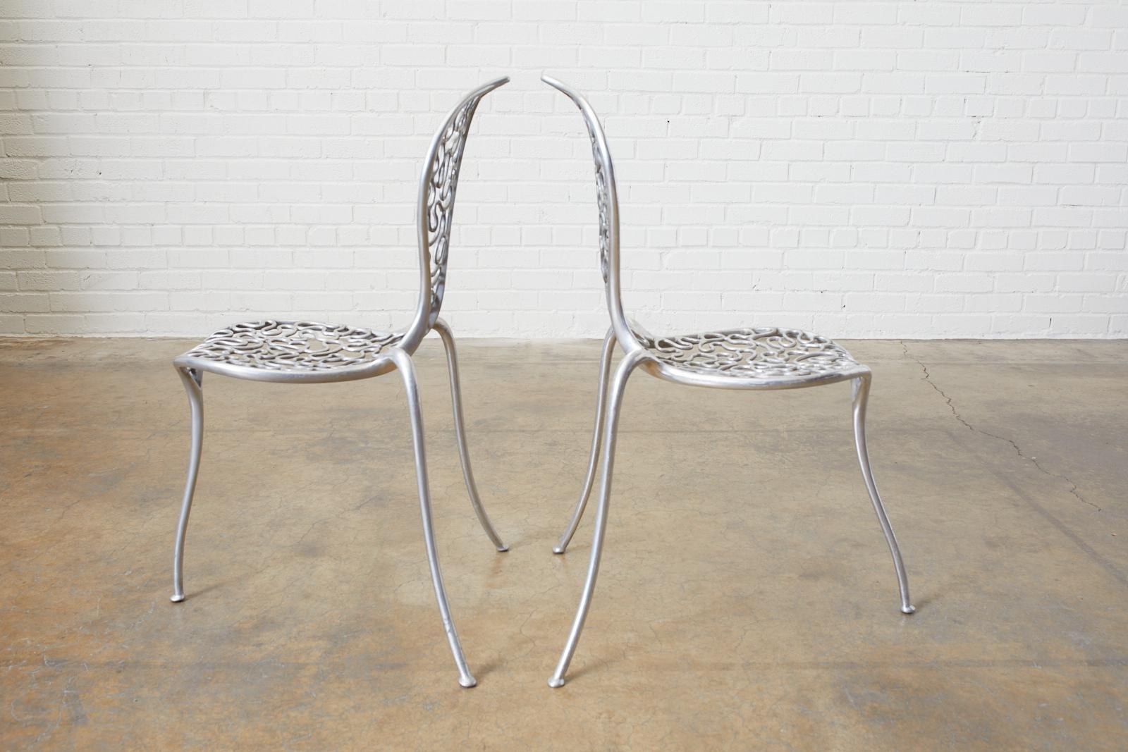 Modern Set of Five Rondel Design Cast Aluminum Peanut Chairs For Sale