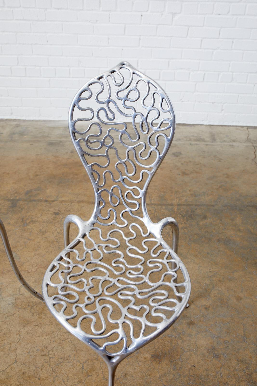 Set of Five Rondel Design Cast Aluminum Peanut Chairs For Sale 1