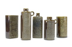 Set of Five Rörstrand “Kub” Stoneware Vases by Gunnar Nylund, Sweden, 1960s