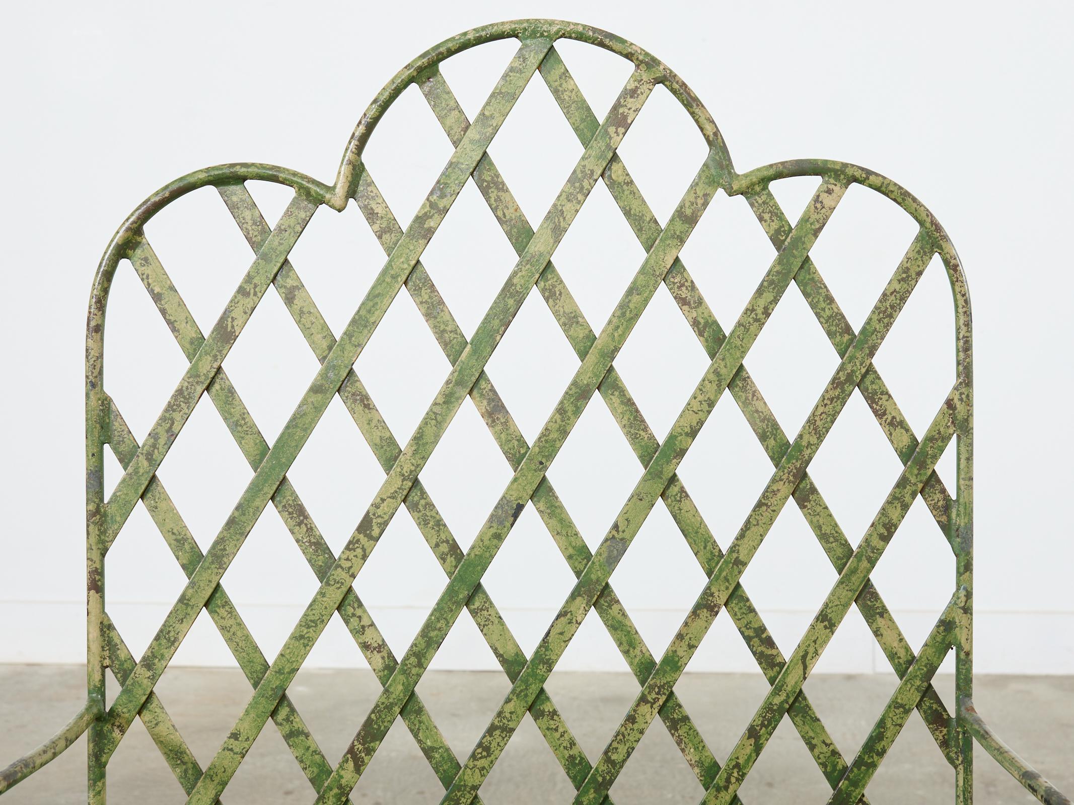 Set of Five Rose Tarlow Style Iron Lattice Garden Chairs  For Sale 4